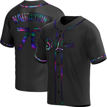 St. Louis Cardinals ＃70 Packy Naughton Men's Replica Holographic Alternate Jersey - Black