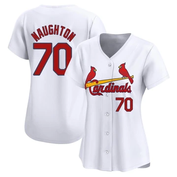 St. Louis Cardinals ＃70 Packy Naughton Women's Limited Home Jersey - White