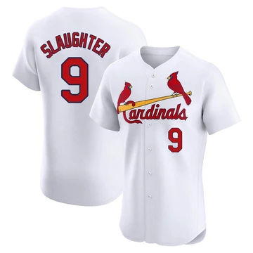 St. Louis Cardinals ＃9 Enos Slaughter Men's Elite Home Jersey - White