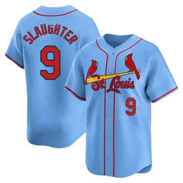 St. Louis Cardinals ＃9 Enos Slaughter Men's Limited Alternate Jersey - Light Blue