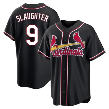 St. Louis Cardinals ＃9 Enos Slaughter Men's Replica Fashion Out Jersey - Black