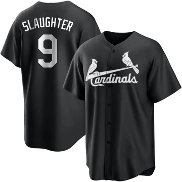 St. Louis Cardinals ＃9 Enos Slaughter Men's Replica Jersey - Black/White