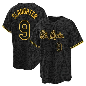 St. Louis Cardinals ＃9 Enos Slaughter Men's Replica Snake Skin City Jersey - Black