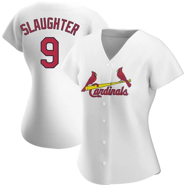 St. Louis Cardinals ＃9 Enos Slaughter Women's Authentic Home Jersey - White