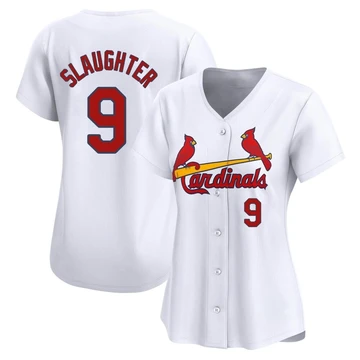 St. Louis Cardinals ＃9 Enos Slaughter Women's Limited Home Jersey - White
