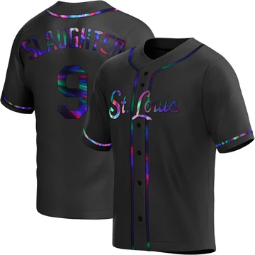 St. Louis Cardinals ＃9 Enos Slaughter Youth Replica Holographic Alternate Jersey - Black
