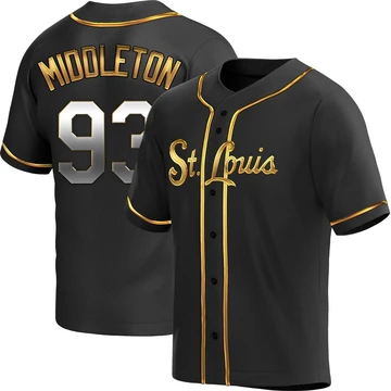 St. Louis Cardinals ＃93 Keynan Middleton Men's Replica Black en Alternate Jersey - Gold